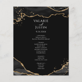 Black Gold Glitzer Agate Budget Hochzeitmenü Flyer
