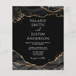 Black Gold Glitzer Agate Hochzeitseinladung
