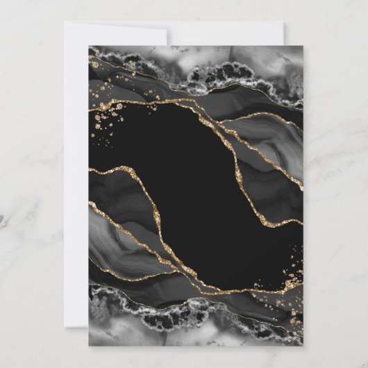 Black Gold Glitzer Agate Hochzeitseinladung Einladung (Rückseite)