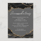 Black Gold Glitzer Agate Hochzeitsunterkünfte Begleitkarte (Vorderseite)