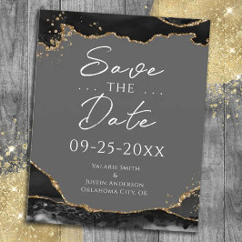 Black Gold Glitzer Agate Save the Date
