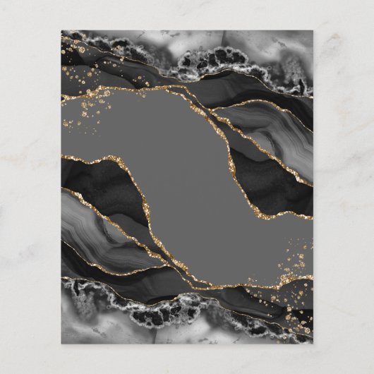 Black Gold Glitzer Agate Save the Date (Rückseite)