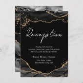 Black Gold Glitzer Agate Stone Wedding Enclosure C Begleitkarte (Vorne/Hinten)