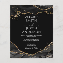 Black Gold Glitzer Agate Wedding Einladung Flyer