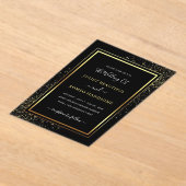 Black Gold Glitzer Akronylic Wedding Einladung (Ablage )