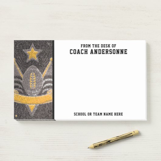 Black Gold Glitzer American Football Coach Vathers Post-it Klebezettel (Auf Schreibtisch)