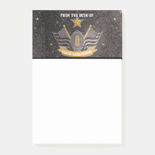Black Gold Glitzer American Football Coach Vathers Post-it Klebezettel