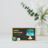 Black Gold Glitzer Aquamarin Galaxy Kuchen Bäckere Visitenkarte (Stehend Vorderseite)