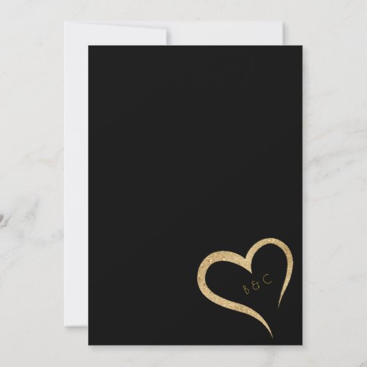 Black & Gold Glitzer Art Deco Hochzeit Einladung (Rückseite)