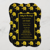 Black Gold Glitzer Baby Shower Elephant Animes Einladung (Vorne/Hinten)