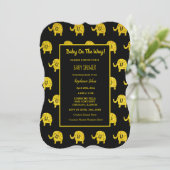 Black Gold Glitzer Baby Shower Elephant Animes Einladung (Stehend Vorderseite)