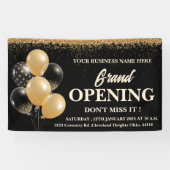 Black & Gold Glitzer Balloons Grand Opening Banner (Horizontal)