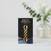 Black Gold Glitzer Barber's Pole Barber Visitenkarte (Stehend Vorderseite)