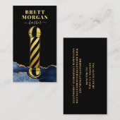 Black Gold Glitzer Barber's Pole Barber Visitenkarte (Vorne/Hinten)