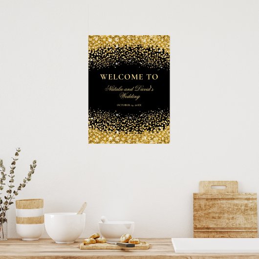 Black Gold Glitzer Begrüßung Poster (Küche)