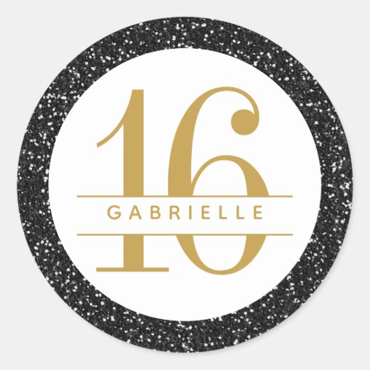Black Gold Glitzer Birthday Fevor Sticker (Vorderseite)