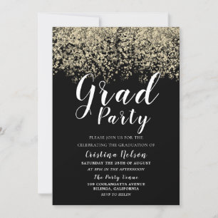 Black Gold Glitzer Boy Girl Abschluss Grad Party Einladung