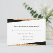 Black & Gold Glitzer Business Beruflich UAWG RSVP Karte (Stehend Vorderseite)