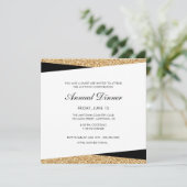 Black & Gold Glitzer Business Berufliches Abendess Einladung (Stehend Vorderseite)