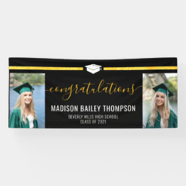 Black Gold Glitzer Calligraphy Abschluss Foto Banner