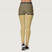 Black Gold Glitzer Checkered Girly Trendy Pattern Leggings (Rückseite)