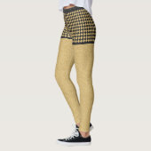 Black Gold Glitzer Checkered Girly Trendy Pattern Leggings (Links)