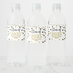 Black Gold Glitzer Class 2025 Abschluss Wasserflaschenetikett