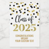 Black Gold Glitzer Class 2025 Abschluss Weinetikett (Einzelnes Label)