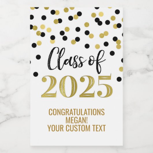 Black Gold Glitzer Class 2025 Abschluss Weinetikett (Einzelnes Label)
