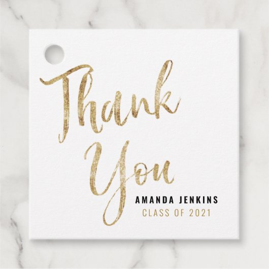 Black & Gold Glitzer Class of 2021 Gefälligkeitsta Geschenkanhänger (Vorderseite)