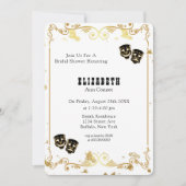 Black Gold Glitzer Comedy & Tragedy Brautparty Einladung (Vorderseite)