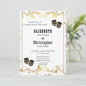 Black Gold Glitzer Comedy & Tragedy Couples Dusche Einladung (Stehend Vorderseite)