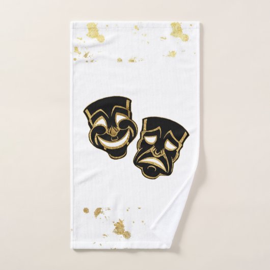 Black Gold Glitzer Comedy und Tragedy Theater Badhandtuch Set (Handtuch)