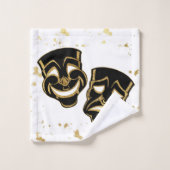 Black Gold Glitzer Comedy und Tragedy Theater Badhandtuch Set (Waschlappen)