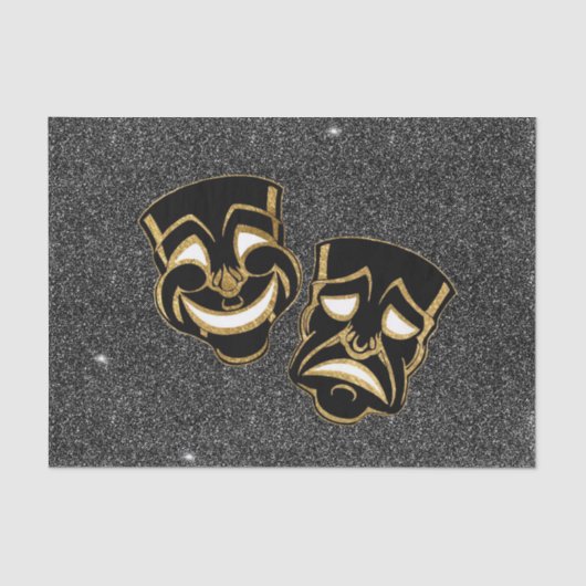 Black Gold Glitzer Comedy und Tragedy Theater Seidenpapier (Vorderseite)