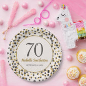 Black Gold Glitzer Confetti 70. Geburtstag Pappteller (Party)