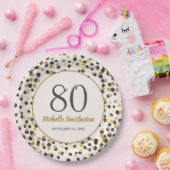 Black Gold Glitzer Confetti 80. Geburtstag Pappteller (Party)