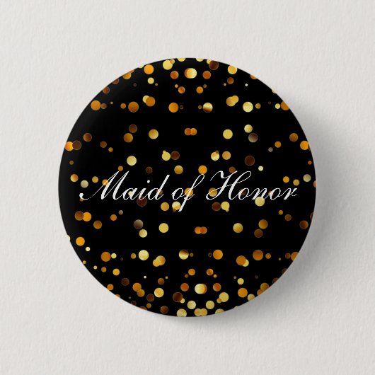 Black Gold Glitzer Confetti Foil Trauzeugin Button (Vorderseite)