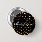 Black Gold Glitzer Confetti Foil Trauzeugin Button (Vorne & Hinten)