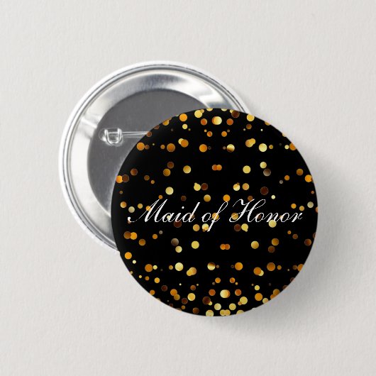 Black Gold Glitzer Confetti Foil Trauzeugin Button (Vorne & Hinten)