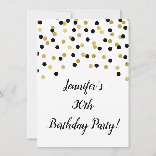 Black Gold Glitzer Confetti freut sich auf 30 Jahr Einladung (Vorderseite)
