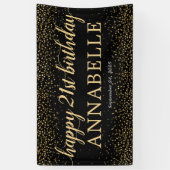 Black Gold Glitzer Confetti Happy 21. Geburtstag Banner (Vertikal)