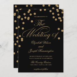 Black Gold Glitzer Confetti Hochzeit Einladung