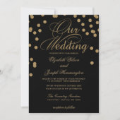 Black Gold Glitzer Confetti Hochzeit Einladung (Vorderseite)