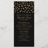 Black Gold Glitzer Confetti Hochzeit Programm (Vorderseite)