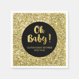 Black Gold Glitzer Confetti Oh Baby Dusche Serviette