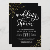 Black Gold Glitzer Confetti Polterabend Einladung (Vorne/Hinten)