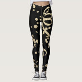 Black Gold Glitzer Confetti Silvester Party Leggings (Vorderseite)