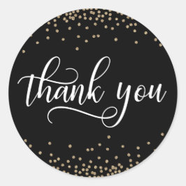 Black Gold Glitzer Confetti Vielen Dank Runder Aufkleber