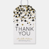 Black Gold Glitzer Confetti Vielen Dank zum Geburt Geschenkanhänger (Rückseite)